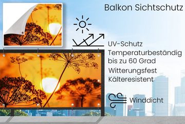 MuchoWow Balkonsichtschutz Pflanzen - Blumen - Sonnenuntergang - Orange (1-St) Balkonbanner, Sichtschutz für den Balkon, Robustes und wetterfest