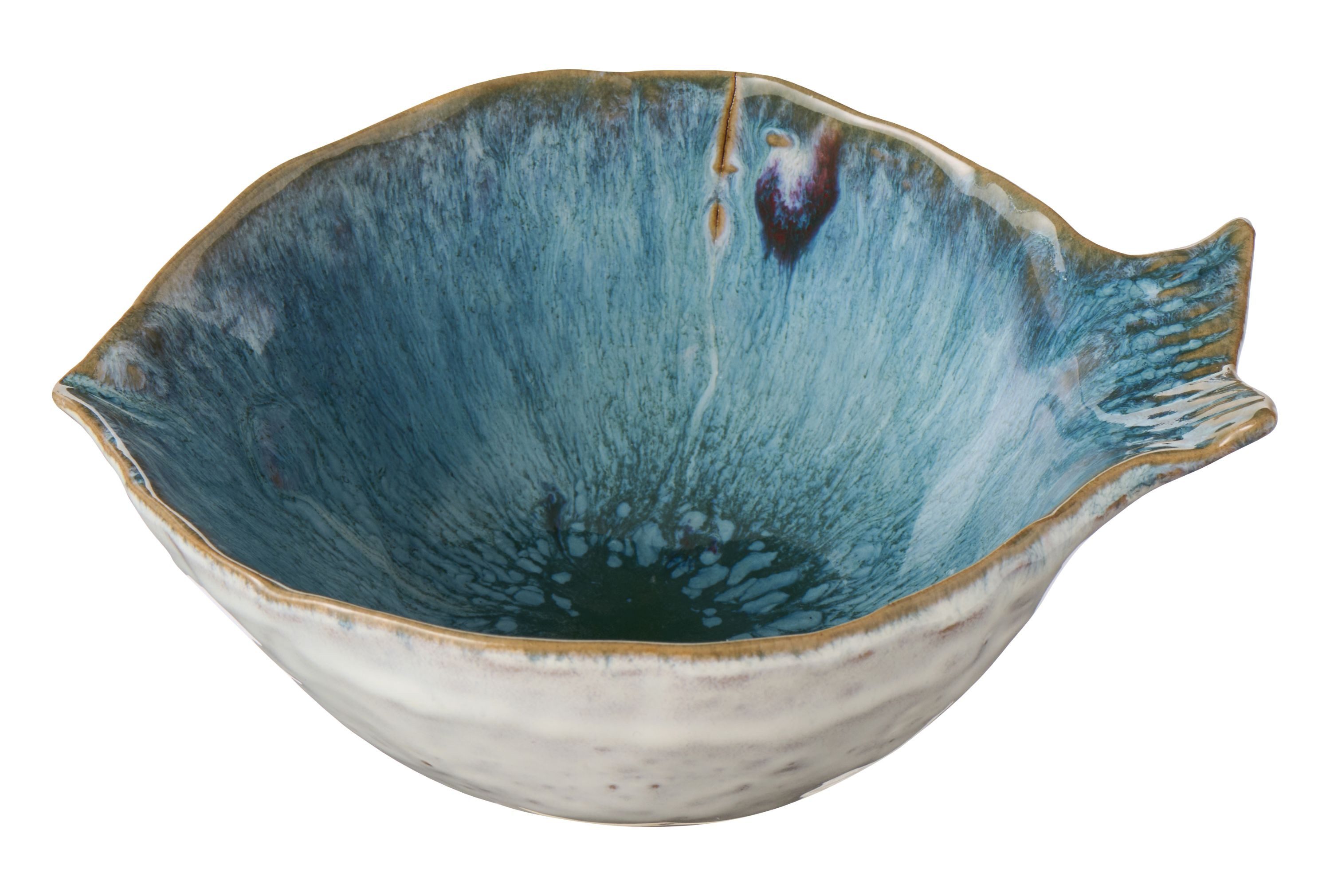 Ib Laursen Servierschale Ib Laursen - Schale Ocean Blue Fisch Fischform Medium Lang 15,7cm, Keramik