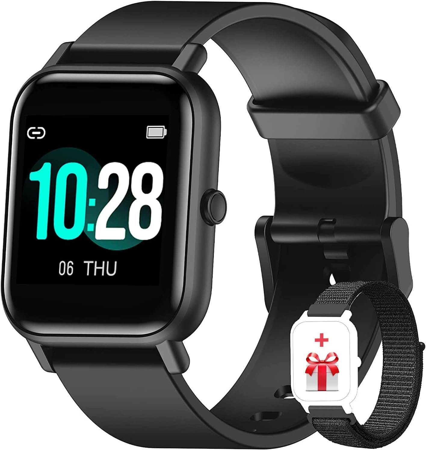 blackview Smartwatch (1,3 Zoll, Android iOS), Für Fitness Tracker Touchscreen Fitnessuhr mit SpO2 Pulsuhr Armbanduhr