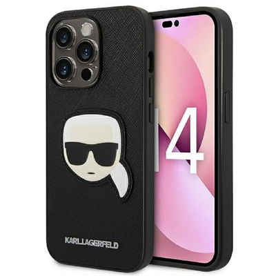 KARL LAGERFELD Handyhülle Case iPhone 14 Pro Figur Kunstleder schwarz