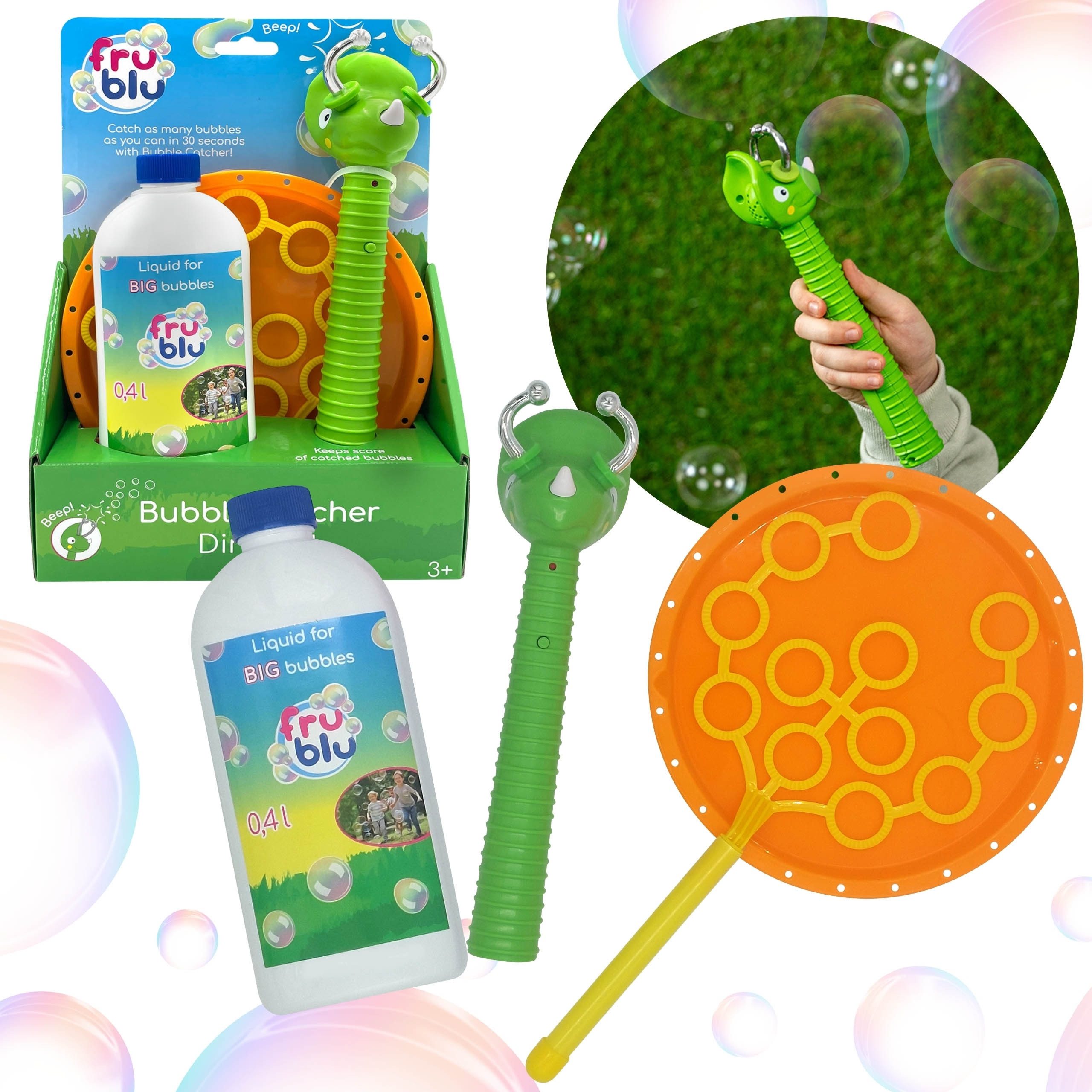 Sarcia.eu Seifenblasenmaschine Dinosaurier Seifenblasen machen und fangen Set + Flüssigkeit 400ml