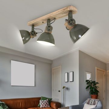 Steinhauer LIGHTING LED Deckenleuchte, Leuchtmittel nicht inklusive, Holz Decken Lampe bewegliche Strahler schwenkbar Grün Wohn Zimmer