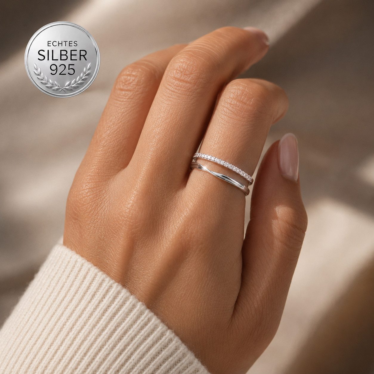 Fingerring XCOAST Ring Damen 925 Silber – Infinity Line Unendlichkeitsring