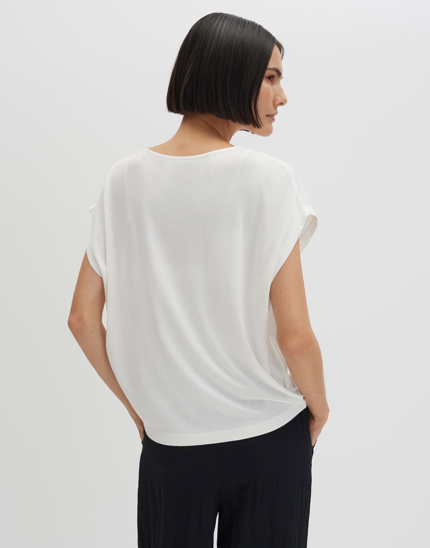 someday Kurzarmshirt Kalotta summer im Materialmix mit weichem Griff Ovale Form mit moderner Biese