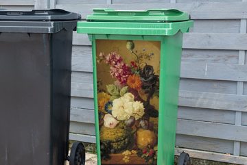 MuchoWow Wandsticker Stilleben mit Obst und Blumen in einer Nische - Gemälde von G.J.J Van (1 St), Mülleimer-aufkleber, Mülltonne, Sticker, Container, Abfalbehälter