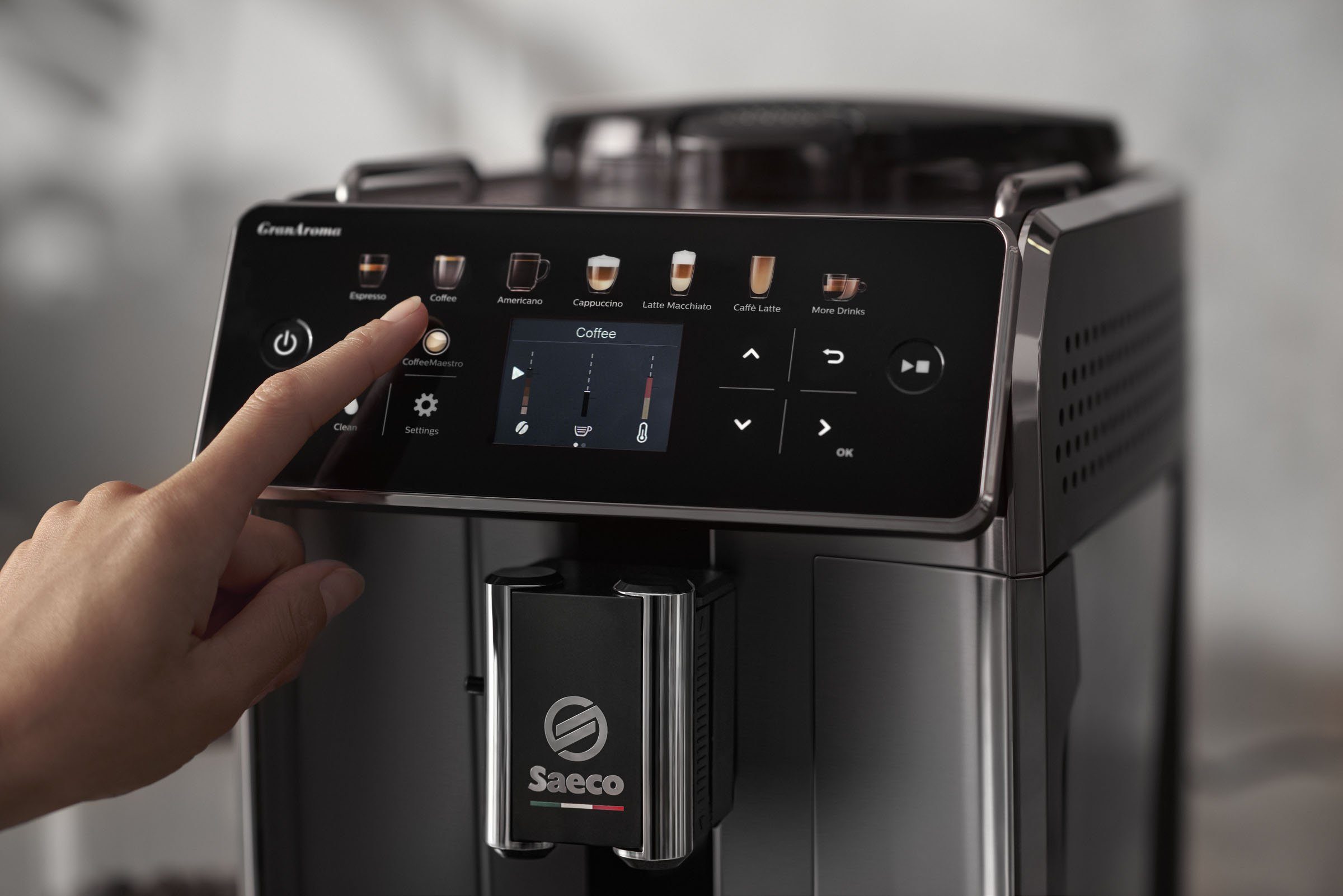 Saeco Kaffeevollautomat GranAroma SM6580/50, 14 4 Display TFT Kaffeespezialitäten, Benutzerprofilen und mit für