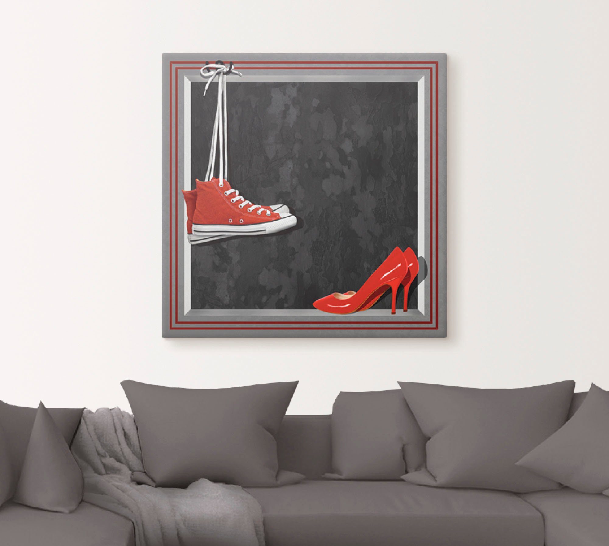 Artland Leinwandbild Die roten Schuhe, Mode (1 St), auf Holzrahmen gespannt