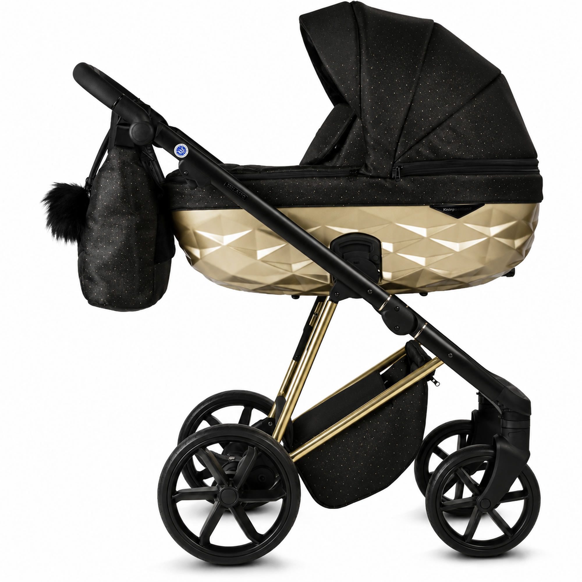 Knirpsenland Kombi-Kinderwagen Milano 2in1 Luxus 3D Wanne, Sportsitz, Wickeltasche, viel Zubehör, (Spar-Set), hohe Sicherheit durch One-Klick System der Kinderwagenaufsätze