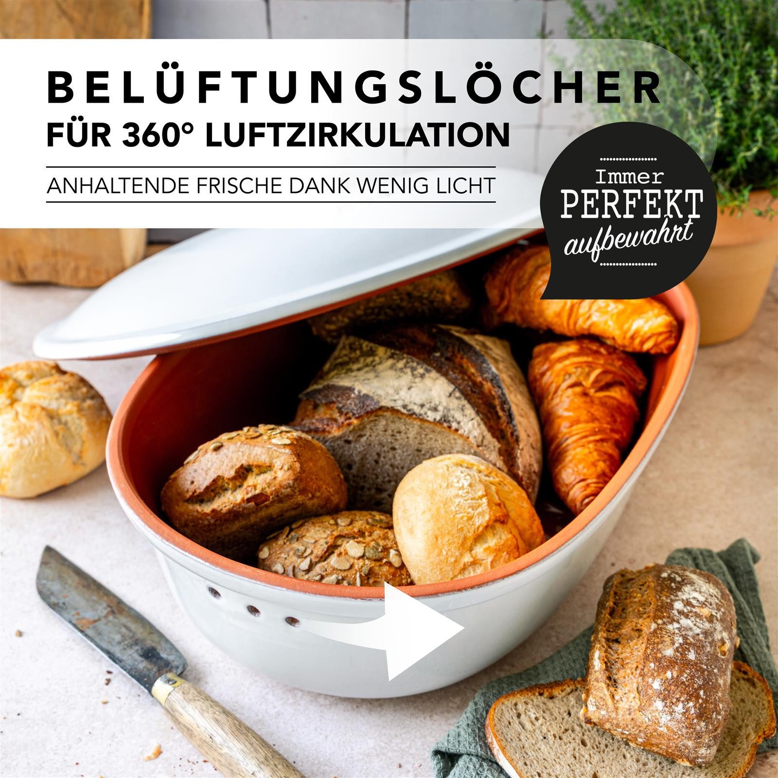 RÖMERTOPF Vorratsdose Brottopf oval MAXI 6,5 Liter - Keramik Brotkasten, Keramik, (Set), aus Naturton