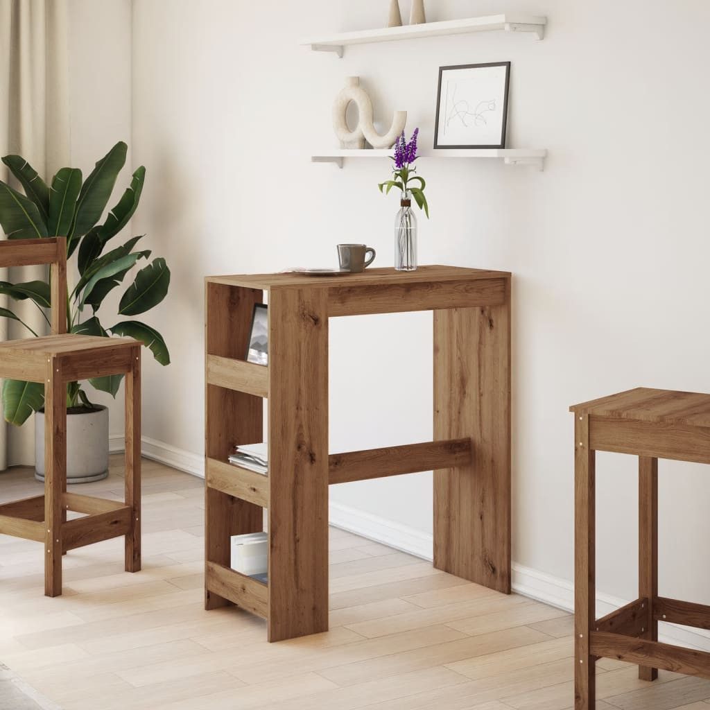 vidaXL Esstisch Bartisch mit Regal Artisan-Eiche 90x40x103,5 cm Holzwerkstoff (1-St)