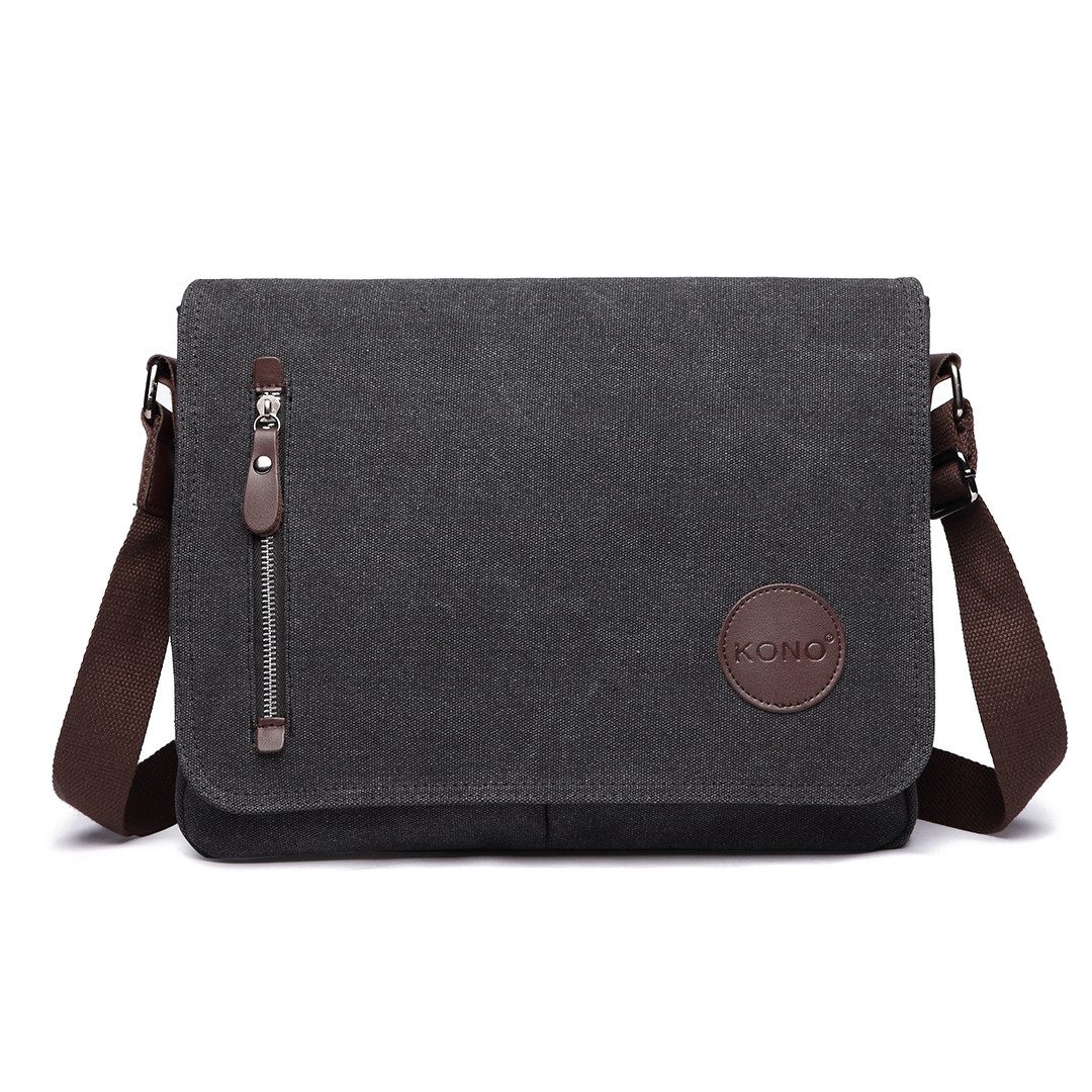 KONO Messenger Bag Leinwand Laptop Messenger Tasche 13,5" für Herren&Damen