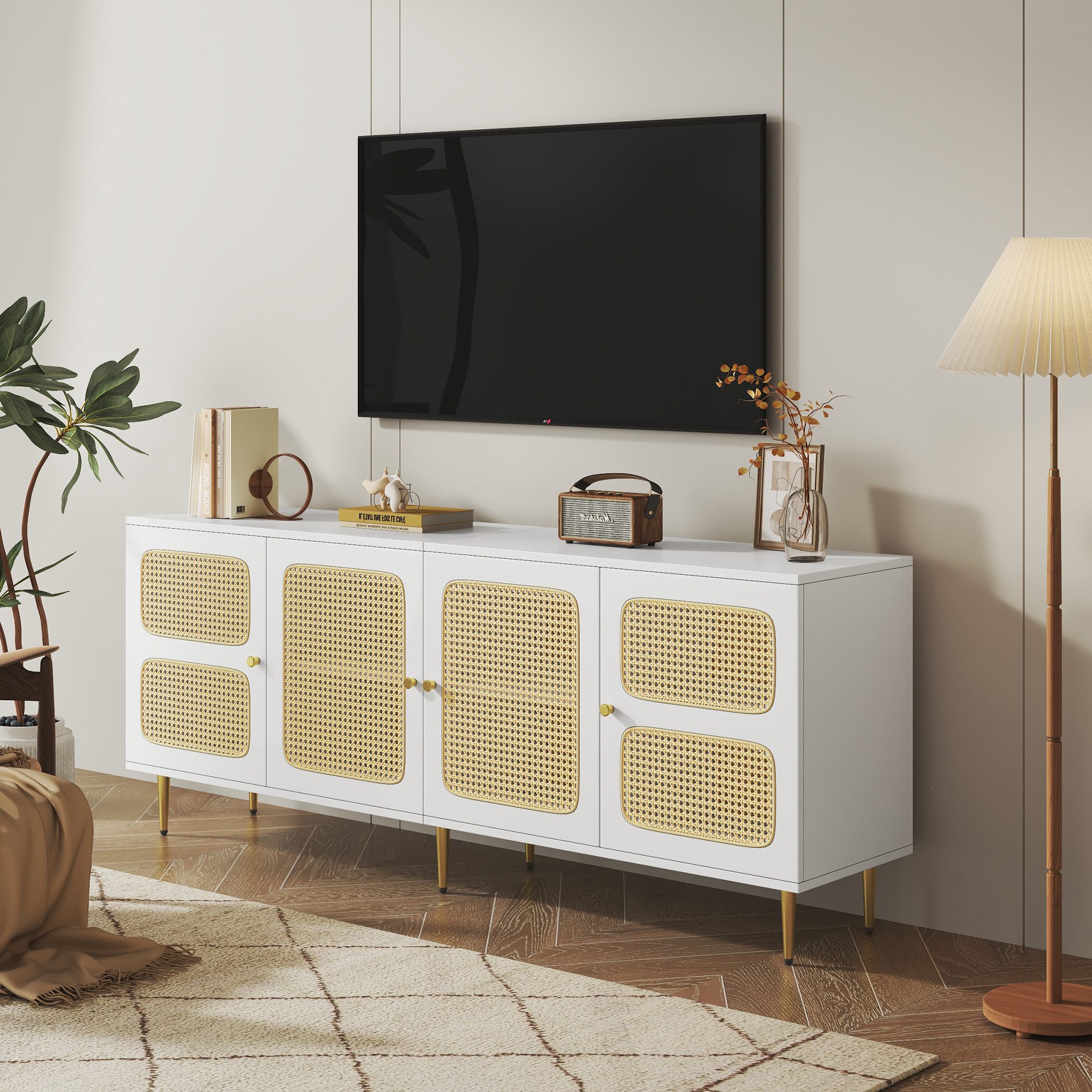 OKWISH Lowboard TV-Board Fernsehtisch (Rattan-TV-Schrank, 1 günstig online kaufen