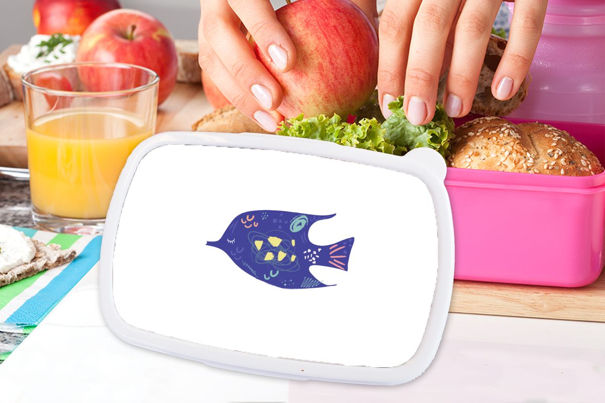 Kinder, (2-tlg), Kunststoff Brotdose Fisch rosa Lunchbox Lila - Kunststoff, für Brotbox - Snackbox, MuchoWow Mädchen, Pastell, Erwachsene,