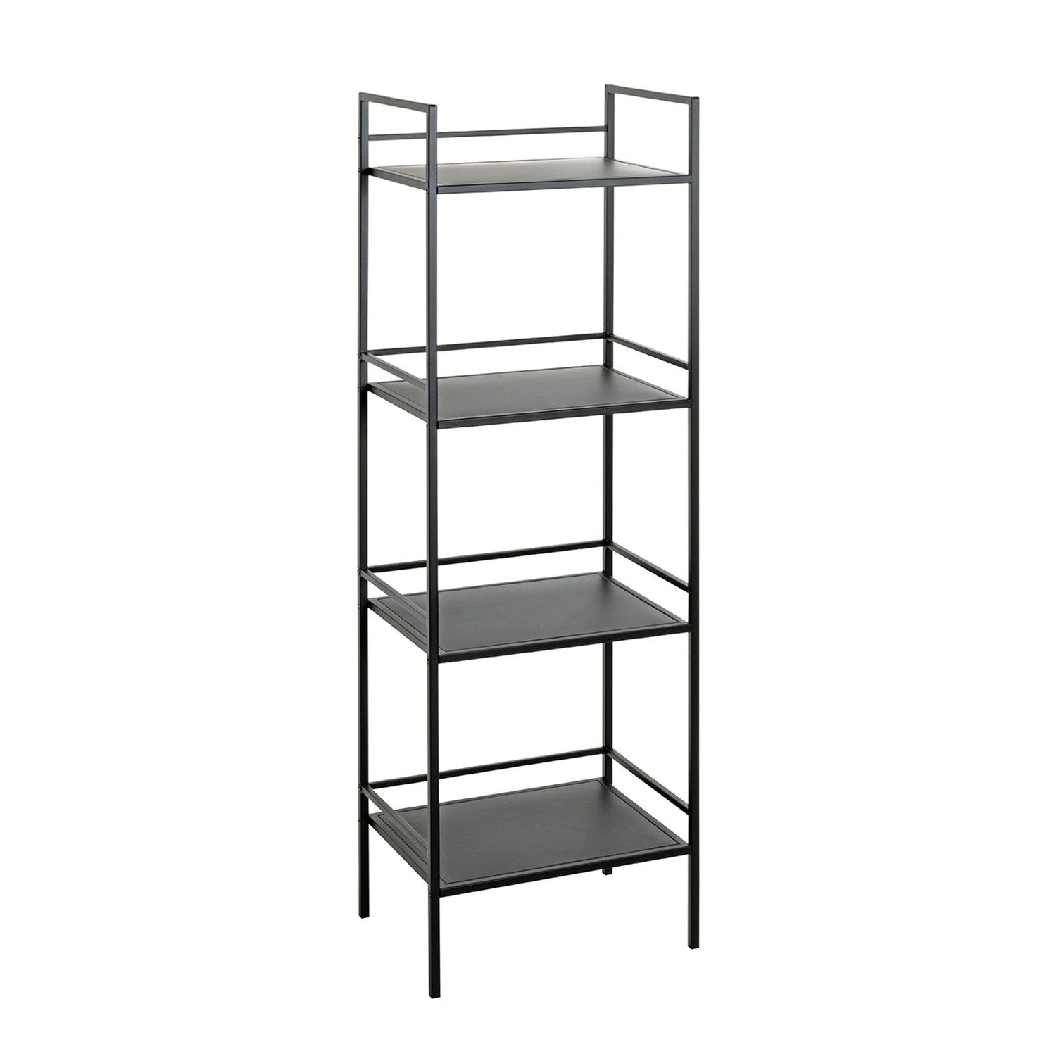 HAKU Regal ARNE 3 Regal - schwarz - Metall - H. 128cm x B. 40cm - Wohnzimmer, 1xRegal, Bücherregal - Lagerregal - Ablagen - Küchenregal