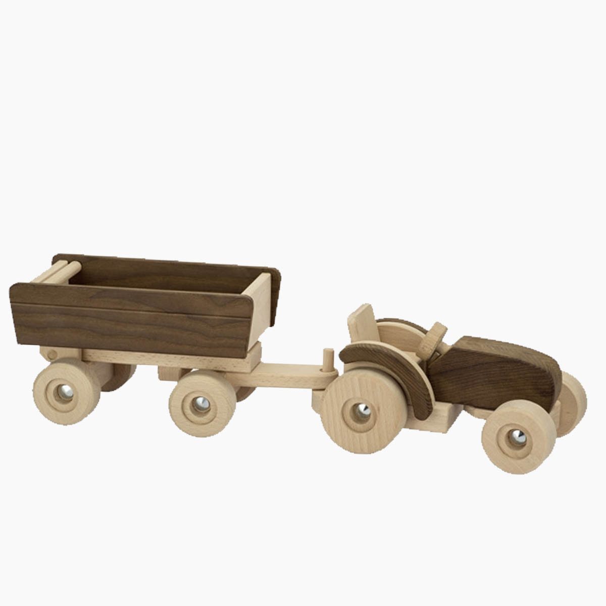 goki Spielzeug-Traktor Traktor mit Anhänger Goki nature, (Packung, 2-tlg., set), Ideal für kleine Hände. Made in Europe