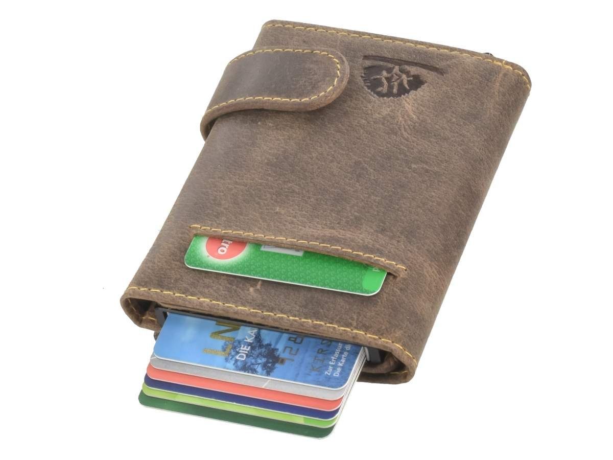 RFID Kartenetui Geldbörse Greenburry Vintage, Card-Slider, Schutz Lederbörse, mit