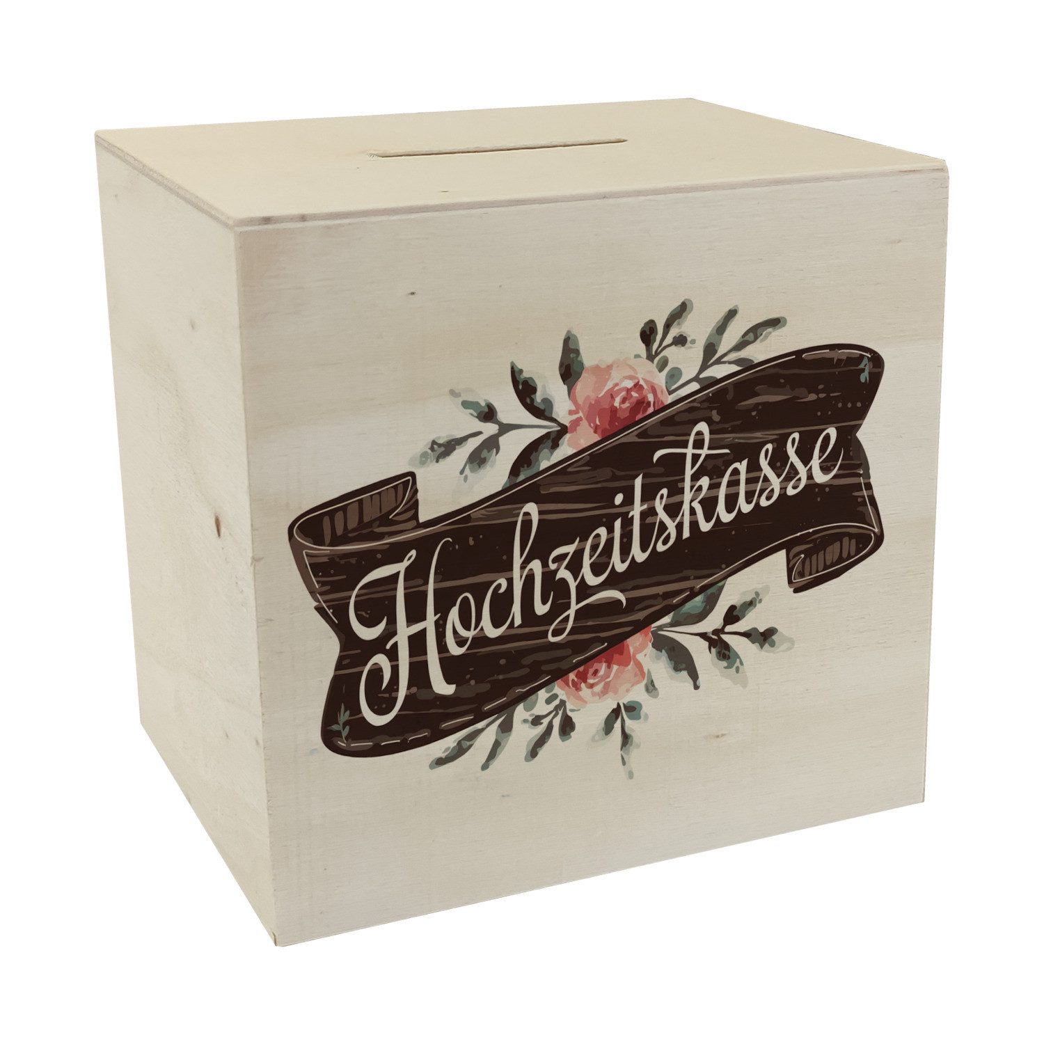 Spardose Hochzeitskasse Aquarell Spardose aus Holz
