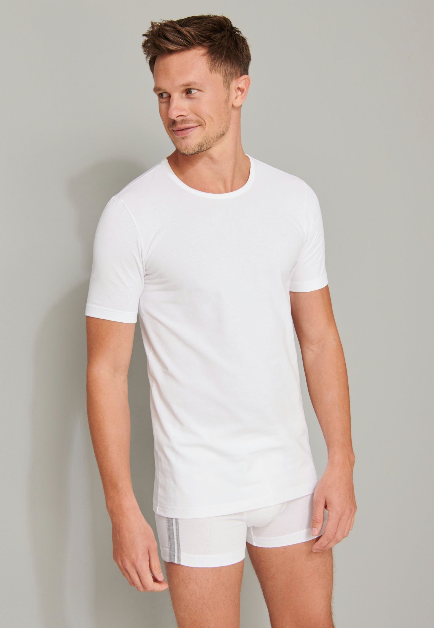 Schiesser weiß rundem Unterhemd (2er-Pack) mit Halsausschnitt