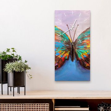 DEQORI Wanduhr 'Bunter Schmetterling' (Glas Glasuhr modern Wand Uhr Design Küchenuhr)