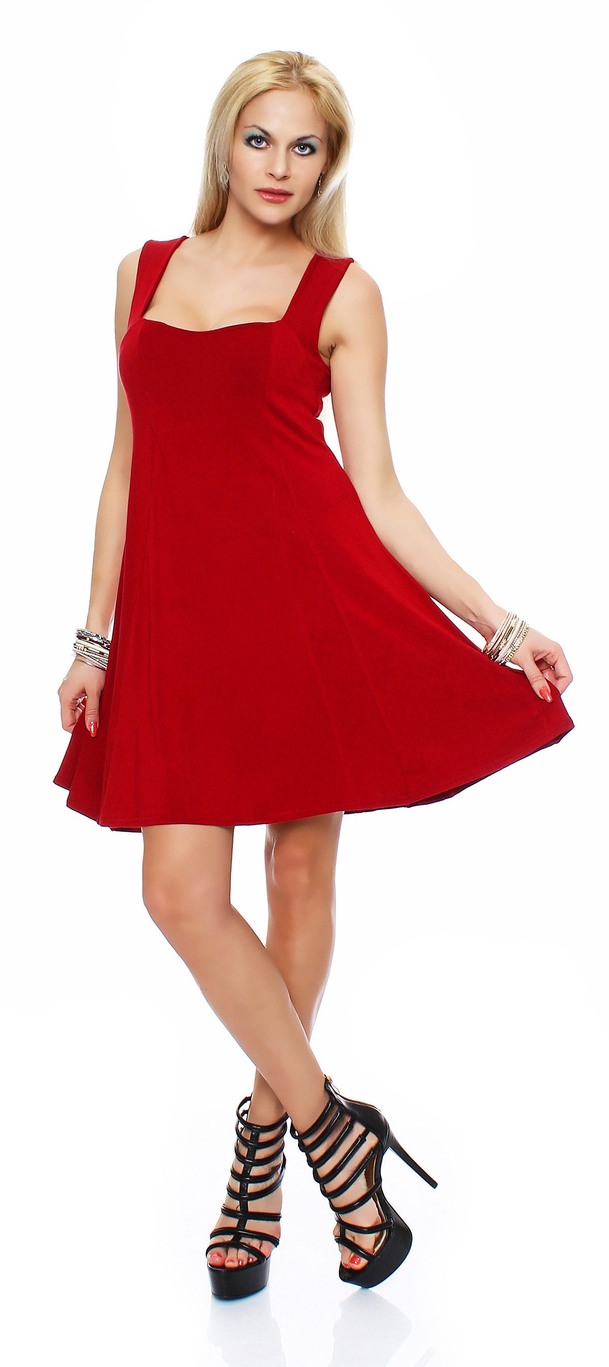 Mississhop Sommerkleid Damenkleid mit breiten Trägern und ausgestelltem Schnitt