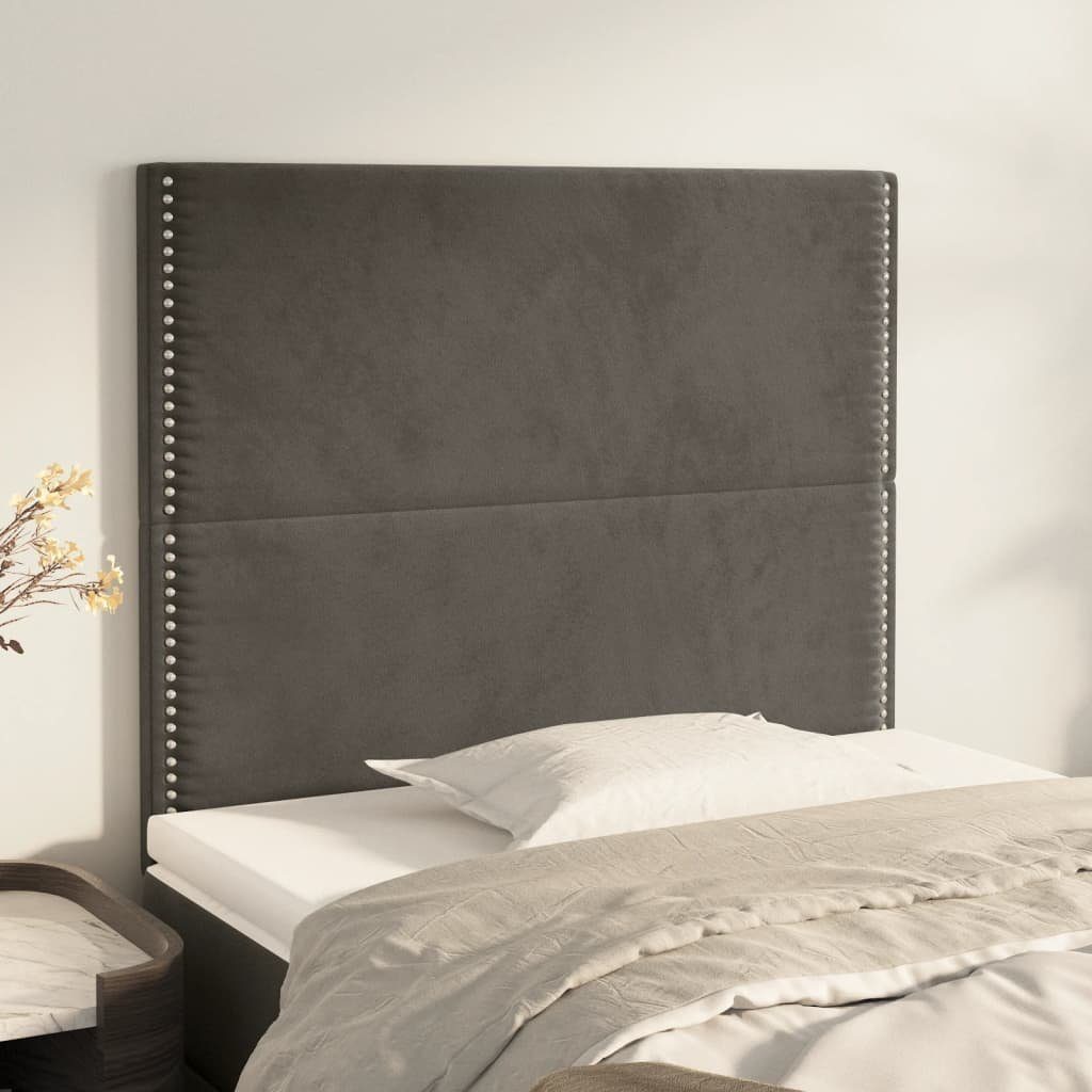 vidaXL Bett Kopfteil Dunkelgrau 100 x 5 x 118/128 cm Samt (1-tlg)