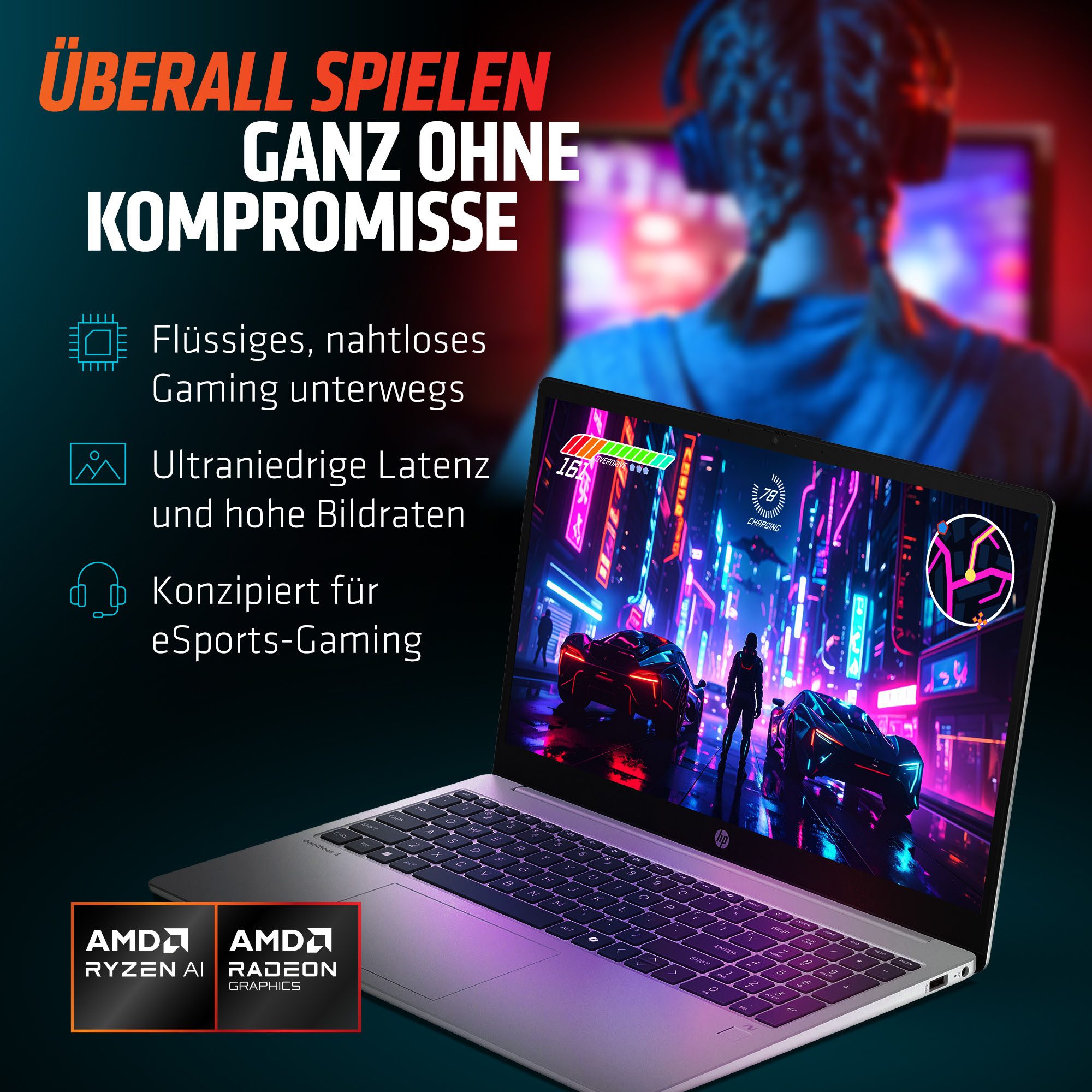 HP OmniBook 3 NG AI Notebook (39,62 cm/15,6 Zoll, AMD Ryzen™ AI 7 350, Radeon 860M, 16 GB, 512 GB SSD)