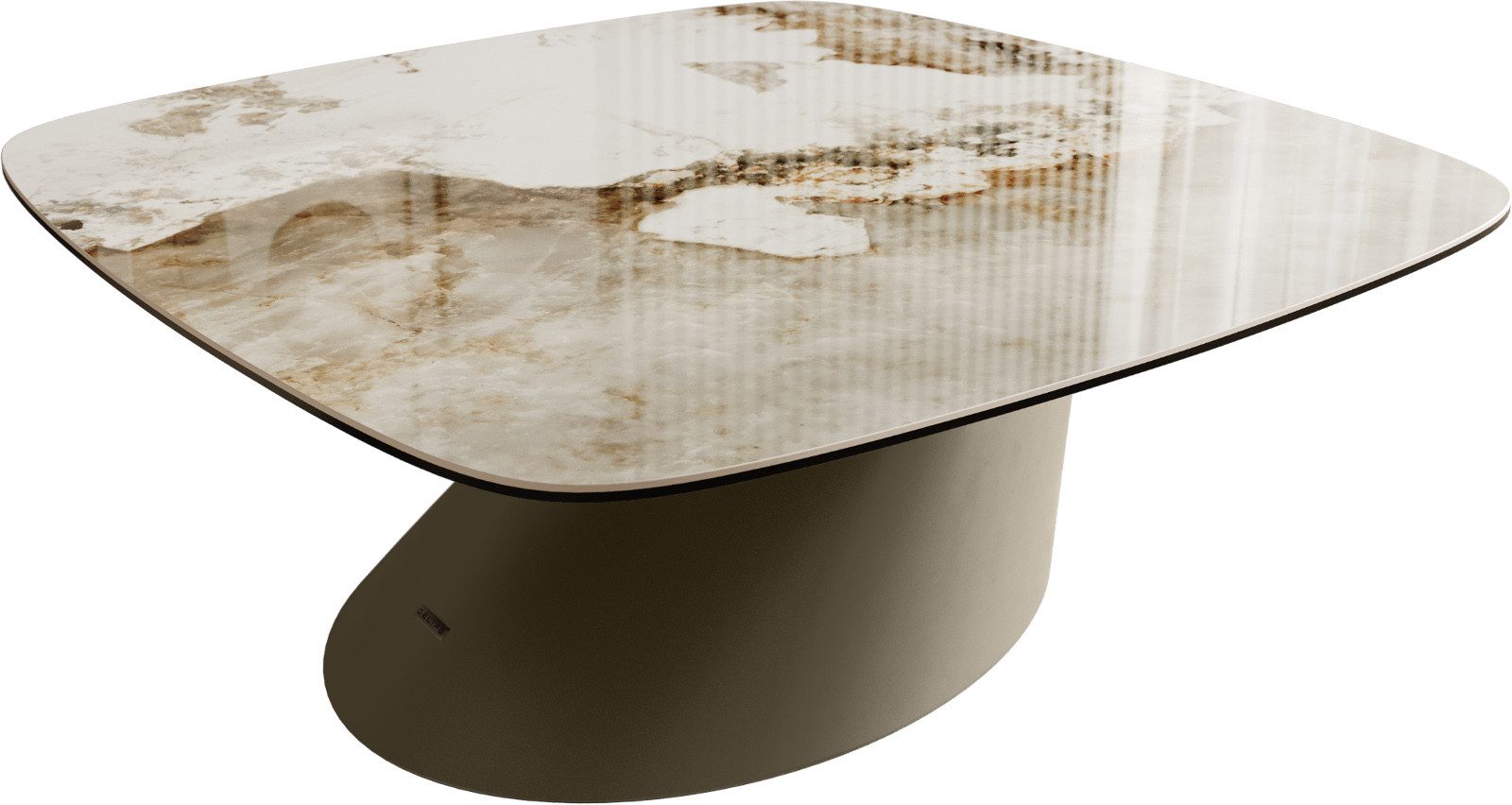 DELIFE Couchtisch Edge, Boot 90x90 cm Keramik Minas Melange Conis Metall Effektfinish Titan