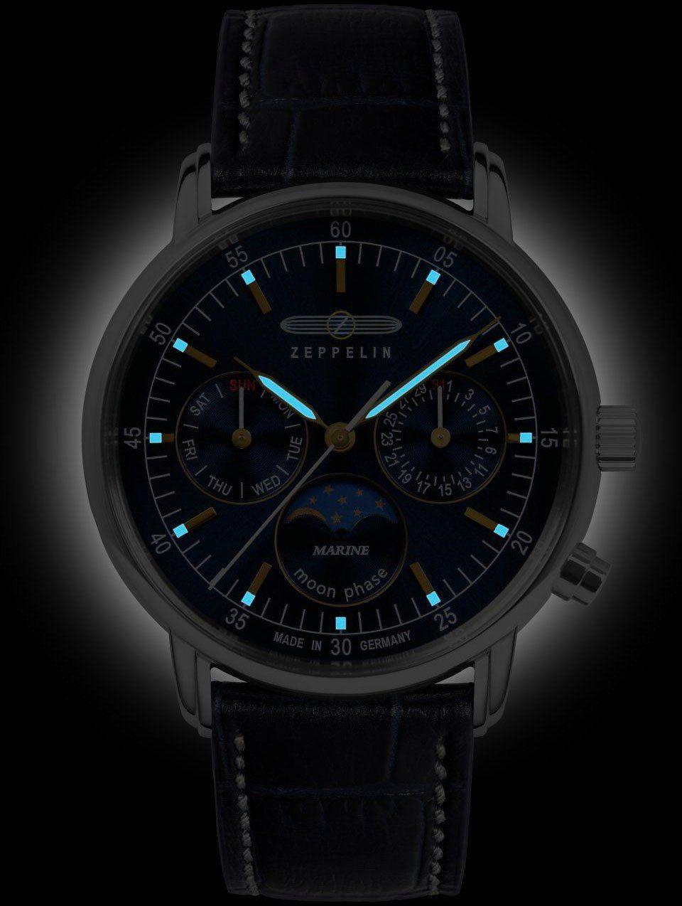 ZEPPELIN Multifunktionsuhr LZ 14 Marine Moonphase 8635-3, Quarzuhr, Damen, günstig online kaufen