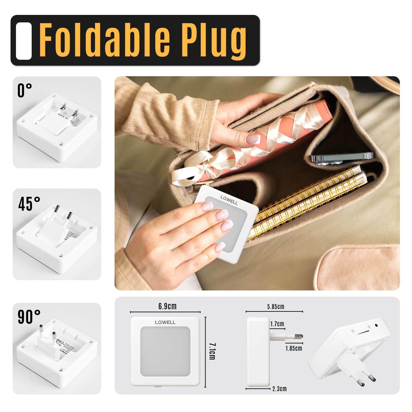 LQWELL LED Steckdosenleuchte Nachtlicht Steckdose Faltbar mit Dämmerungssen günstig online kaufen