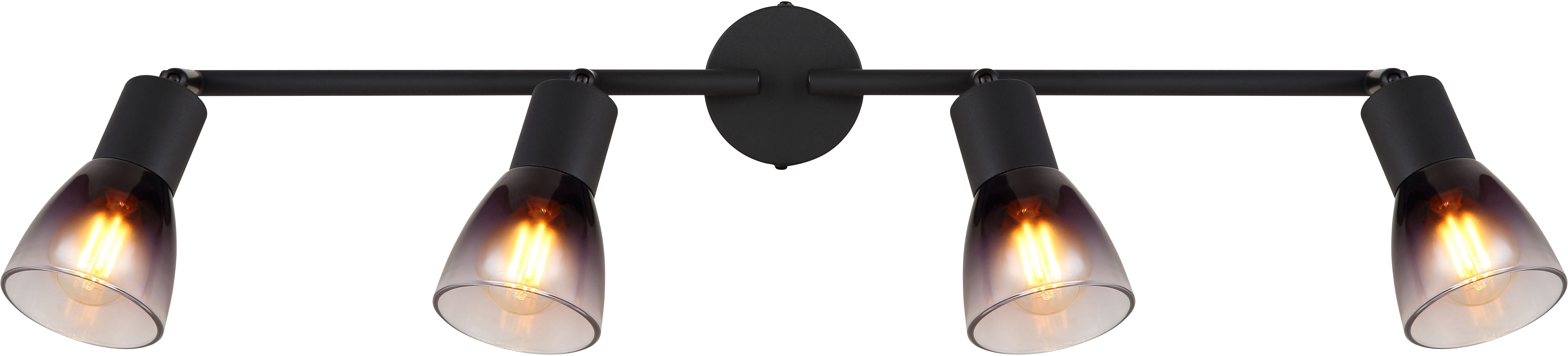 GLOBO LIGHTING Deckenstrahler SATELLA, ohne Leuchtmittel, Deckenspot/schwarz/Holz/Glas rauchfarben/Flur/Wohnzimmer