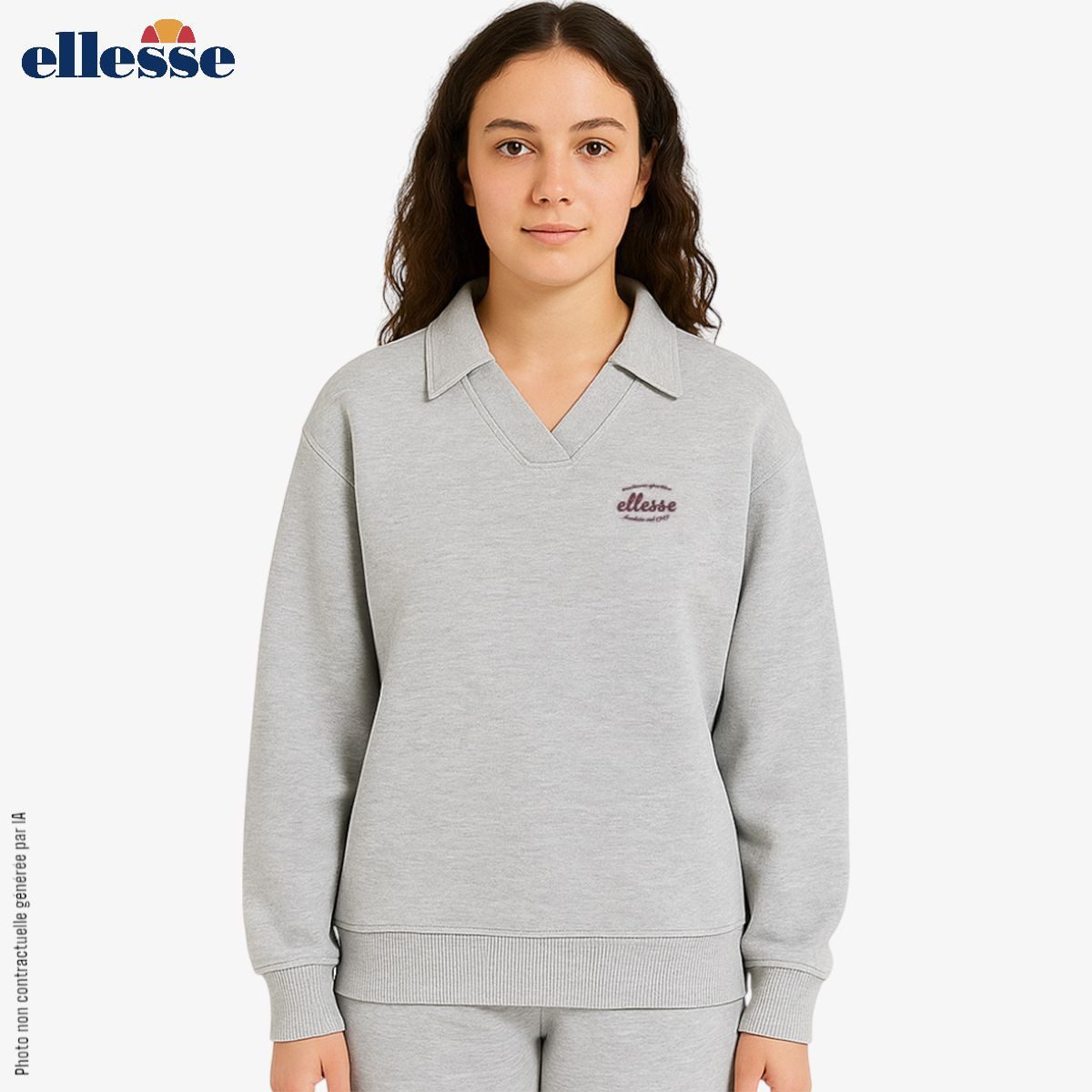 Ellesse Sweatshirt Ellesse Damen Sweatshirt hellgrau 1959 S M L XL Ellesse Damen Tennis Sweater