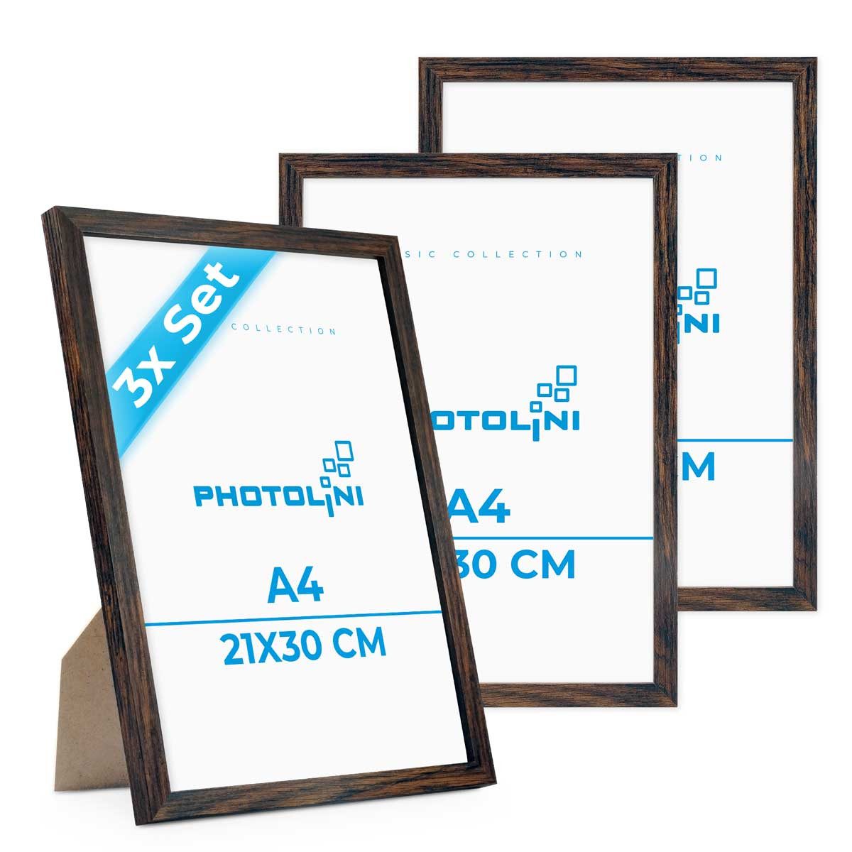 PHOTOLINI Bilderrahmen 3er Set, stabiles MDF-Holz, mit Acrylglas, extra Zub günstig online kaufen