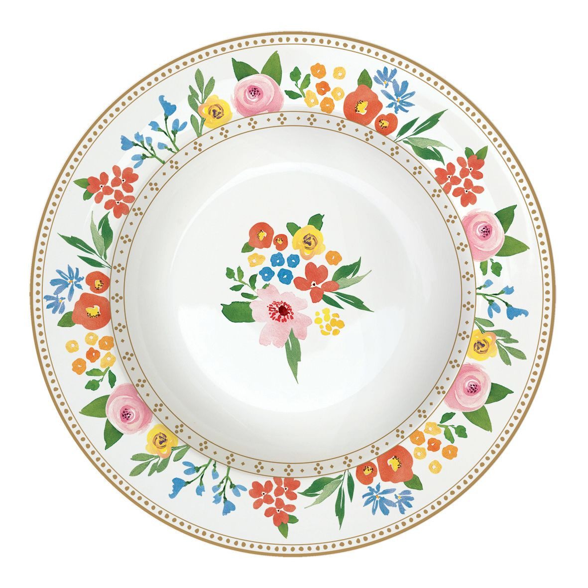 EasyLife Suppenteller Boho Flowers, Spülmaschinengeeignet, Mehrfarbig, Blumen, H: 3cm