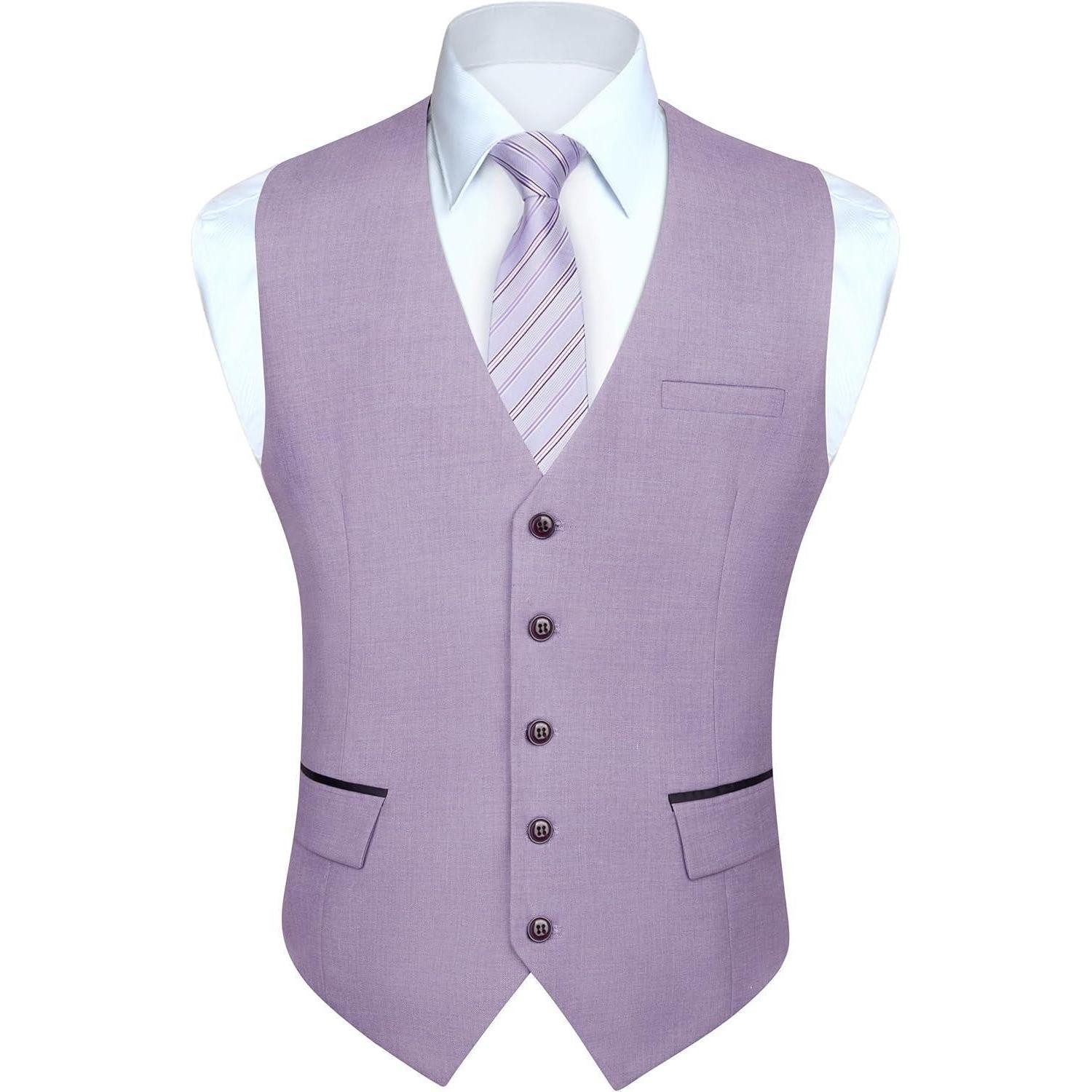 LuxusKollektion Krawatte Anzugweste Herren Hochzeit Business Smoking gräulich violett 4XL
