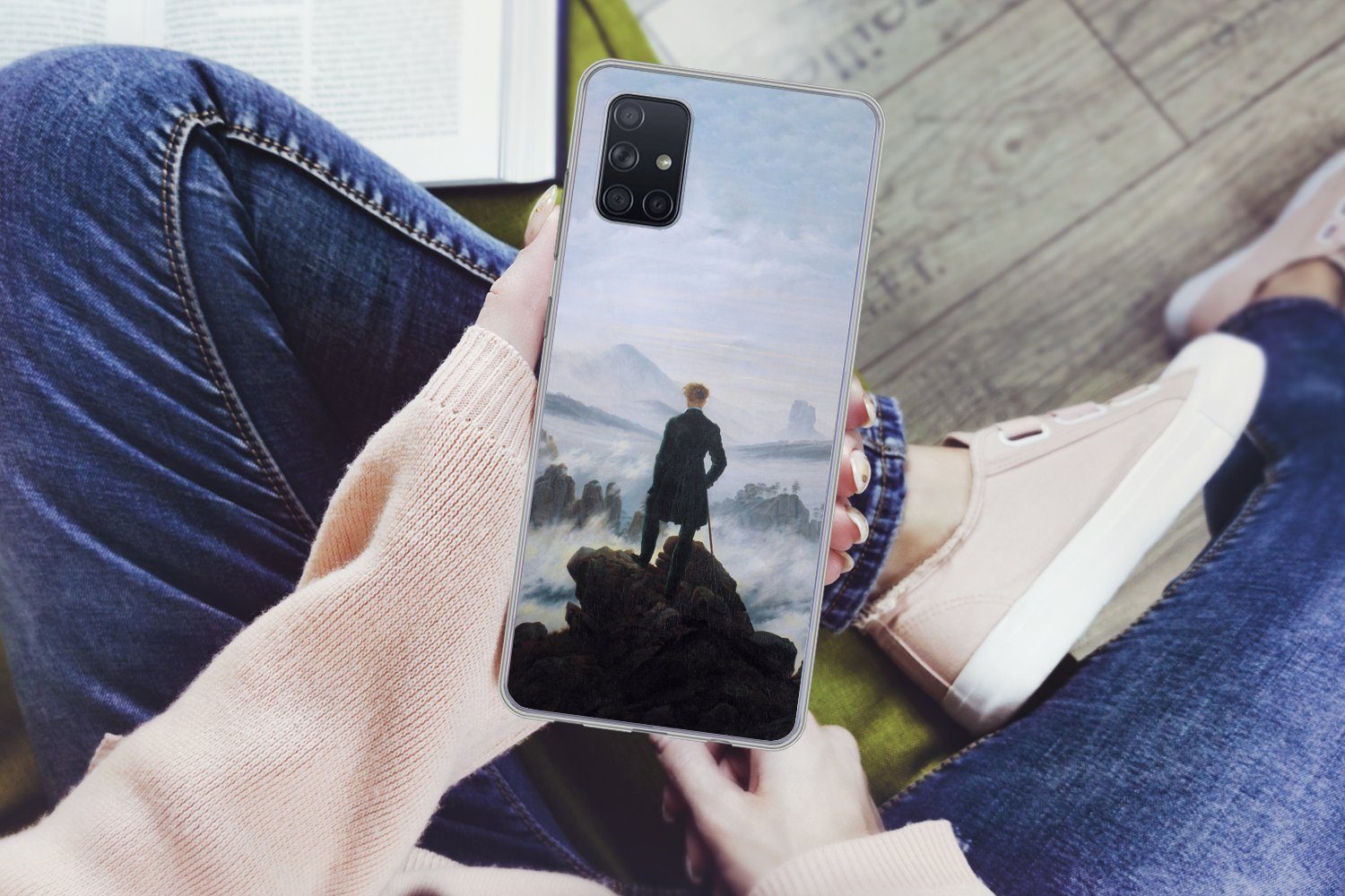 MuchoWow Handyhülle für Samsung Galaxy A51 Der Wanderer über dem Nebelmeer - Caspar David, Smartphone-Bumper, Print, Handy Schutzhülle Dünn