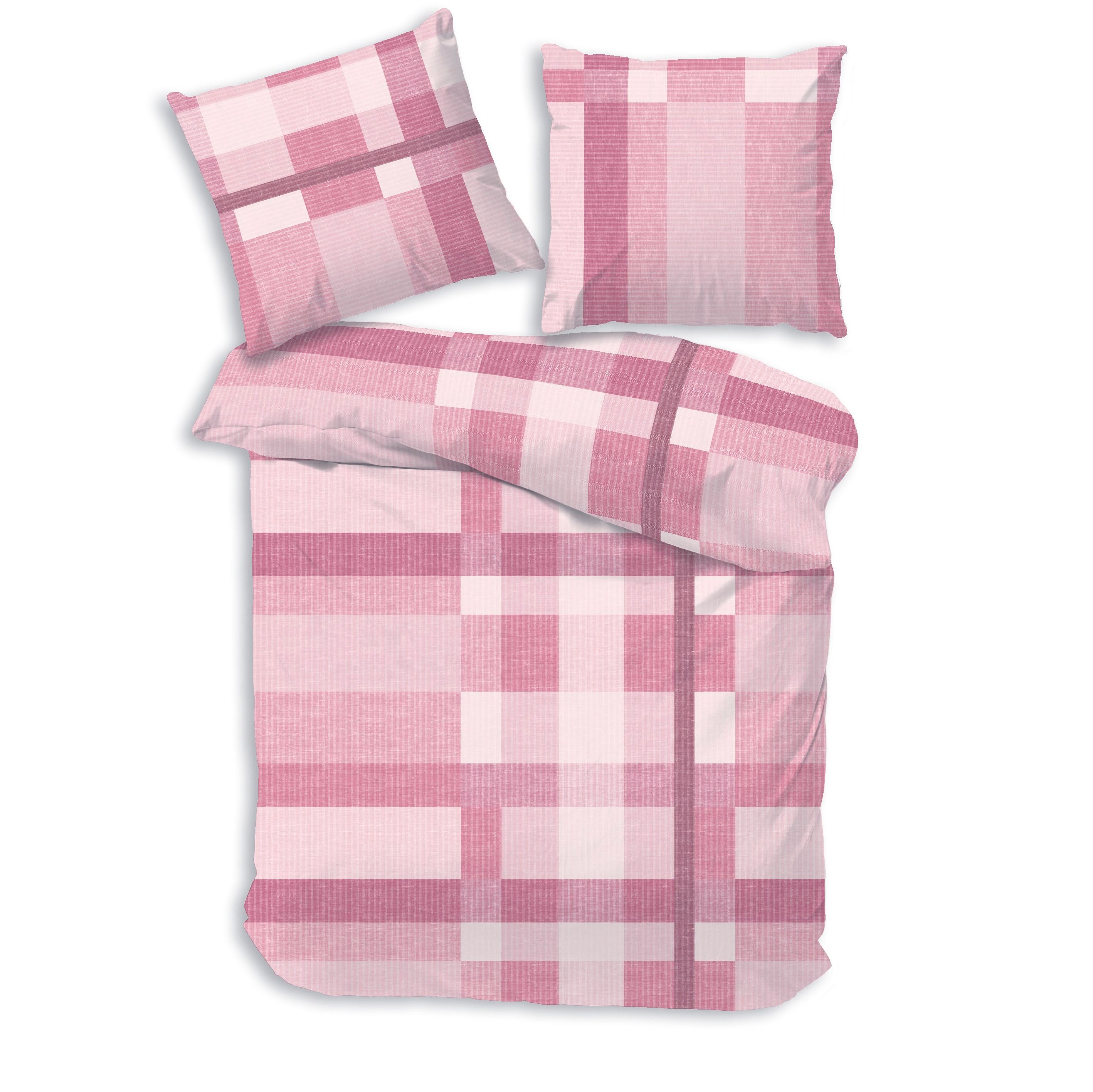 Träumschön Bettwäsche Premium Bettwäsche 135x200 oder 155x220 cm Baumwolle, Kariert rosa, Renrocé, 2 teilig, mit Reißverschluss, 100% Baumwolle, luftig leichte Sommerbettwäsche