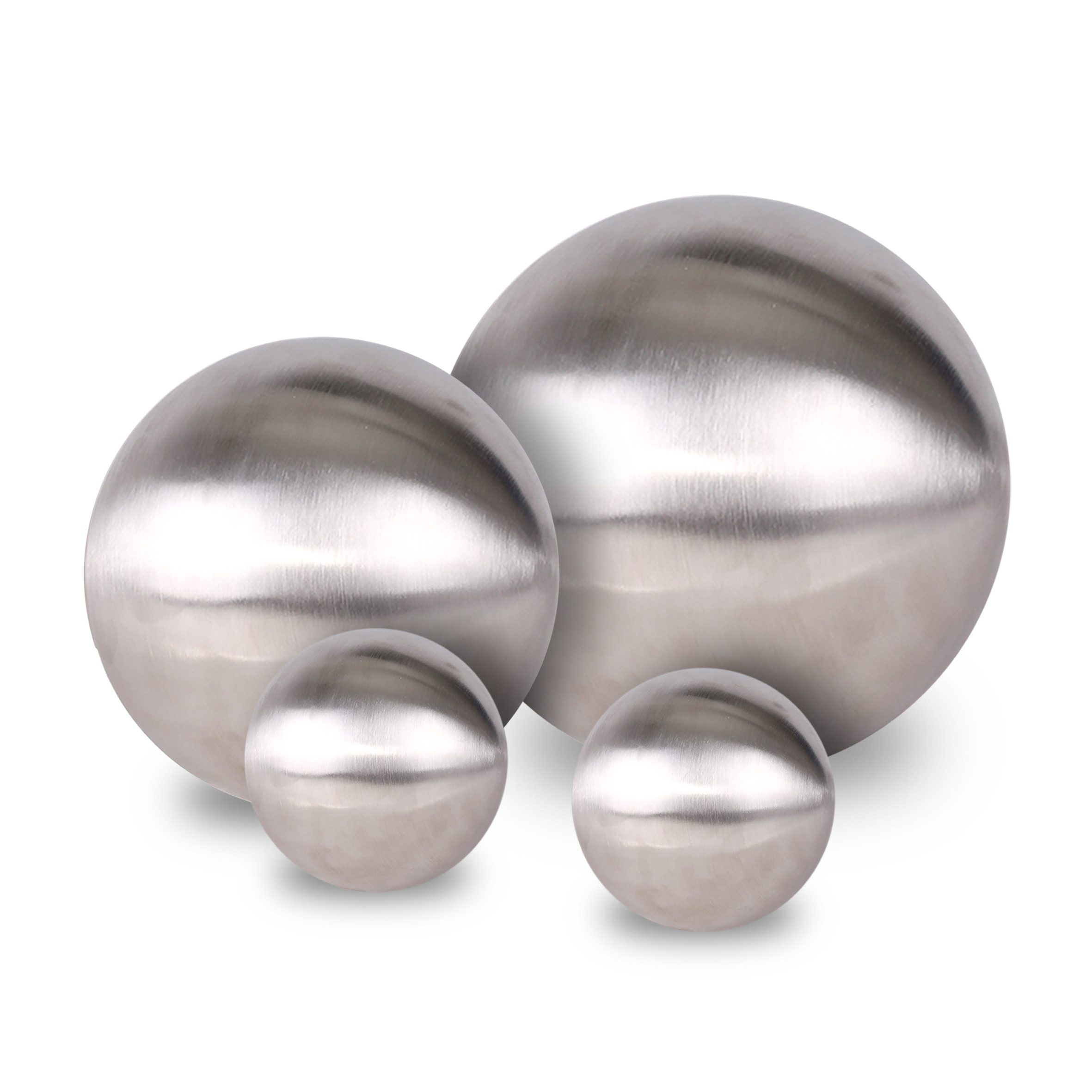 Spetebo Dekokugel Edelstahl Gartenkugel 4er Set matt gebürstet - 10 / 15 / 20 cm (Set, 4 St., Dekokugel), Deko Metall Hohlkugel silber