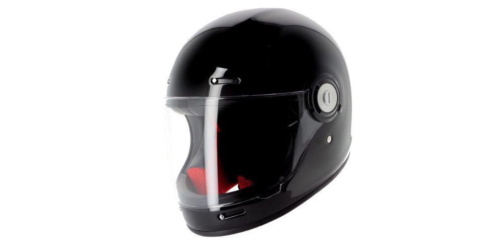 Helstons Motorradhelm Naked Full Face Brilliant Carbon Helm, integriertes Sonnenvisier