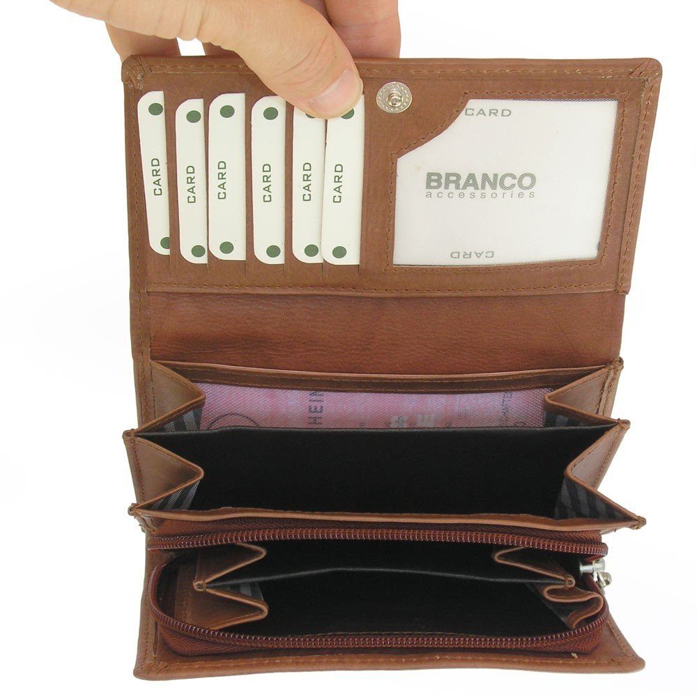 Portemonnaie, Große Branco Geldbörse 265 BRANCO / Damen-Geldbörse Leder Braun,