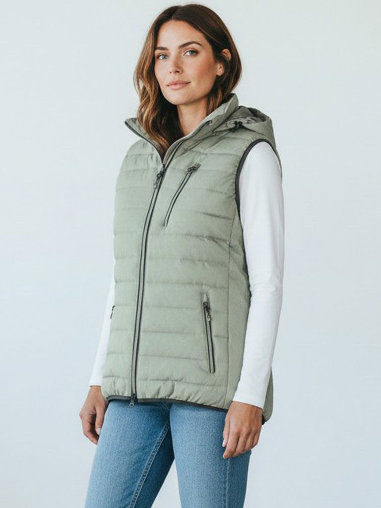 Blue Wave Steppweste Damen Weste Nathalie gesteppt mit abnehmbarer Kapuze in Melange-Optik