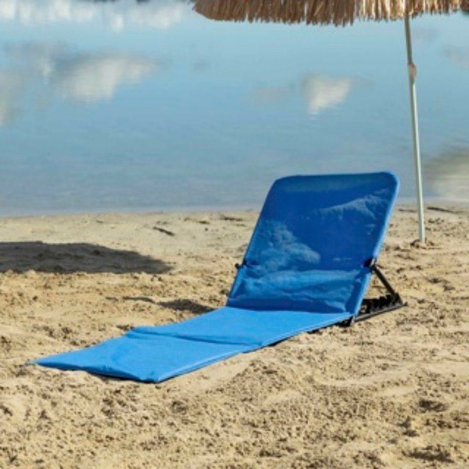 Gartenliege Strandliege, klappbar, blau mit praktischer Umhängetasche
