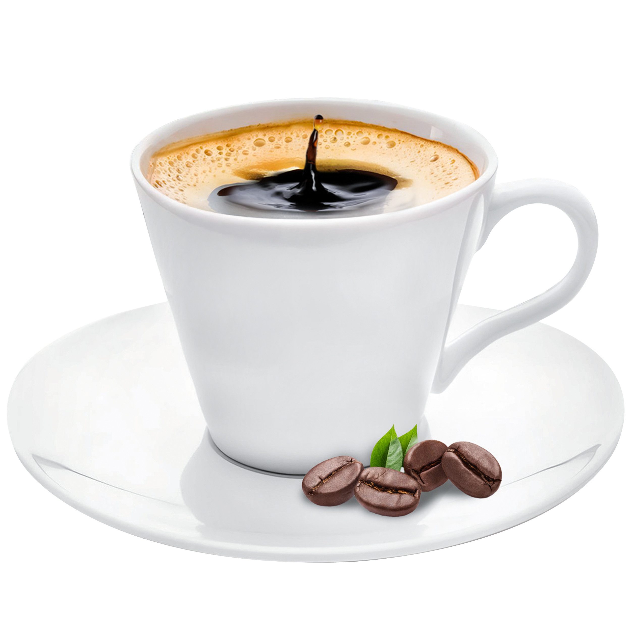KONZEPT Tasse Kaffeetassen Set 6er mit Untertassen 230 ml für Kaffee, Tee, Cappucino, 6-tlg., Tassen für 6 Personen aus Keramik, zum Bemalen, Mikrowellengeeignet