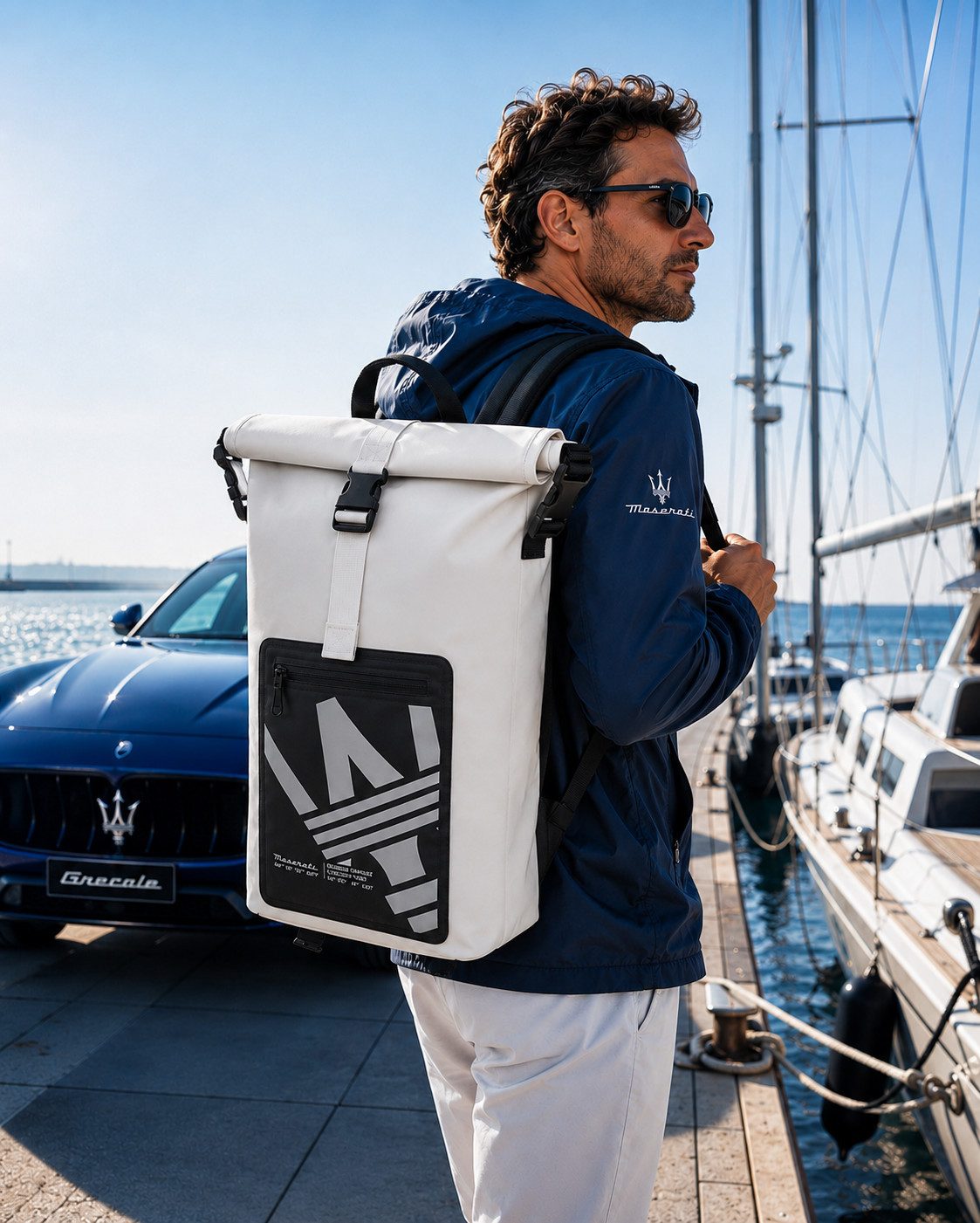MASERATI Sportrucksack Grecale Active Capsule Rolltop-Rucksack TPU wasserdicht 25–30 L, UV-Schutz, Wassersport