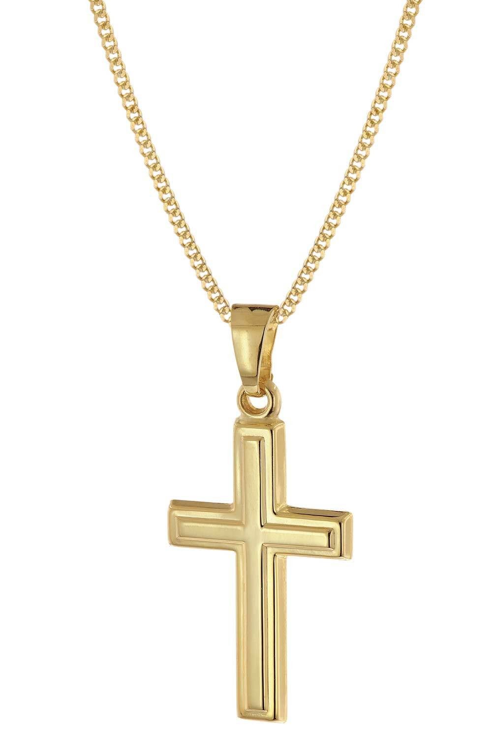 trendor Panzerkette Kreuz-Anhänger Gold 333 mit goldplattierter Silberkette günstig online kaufen