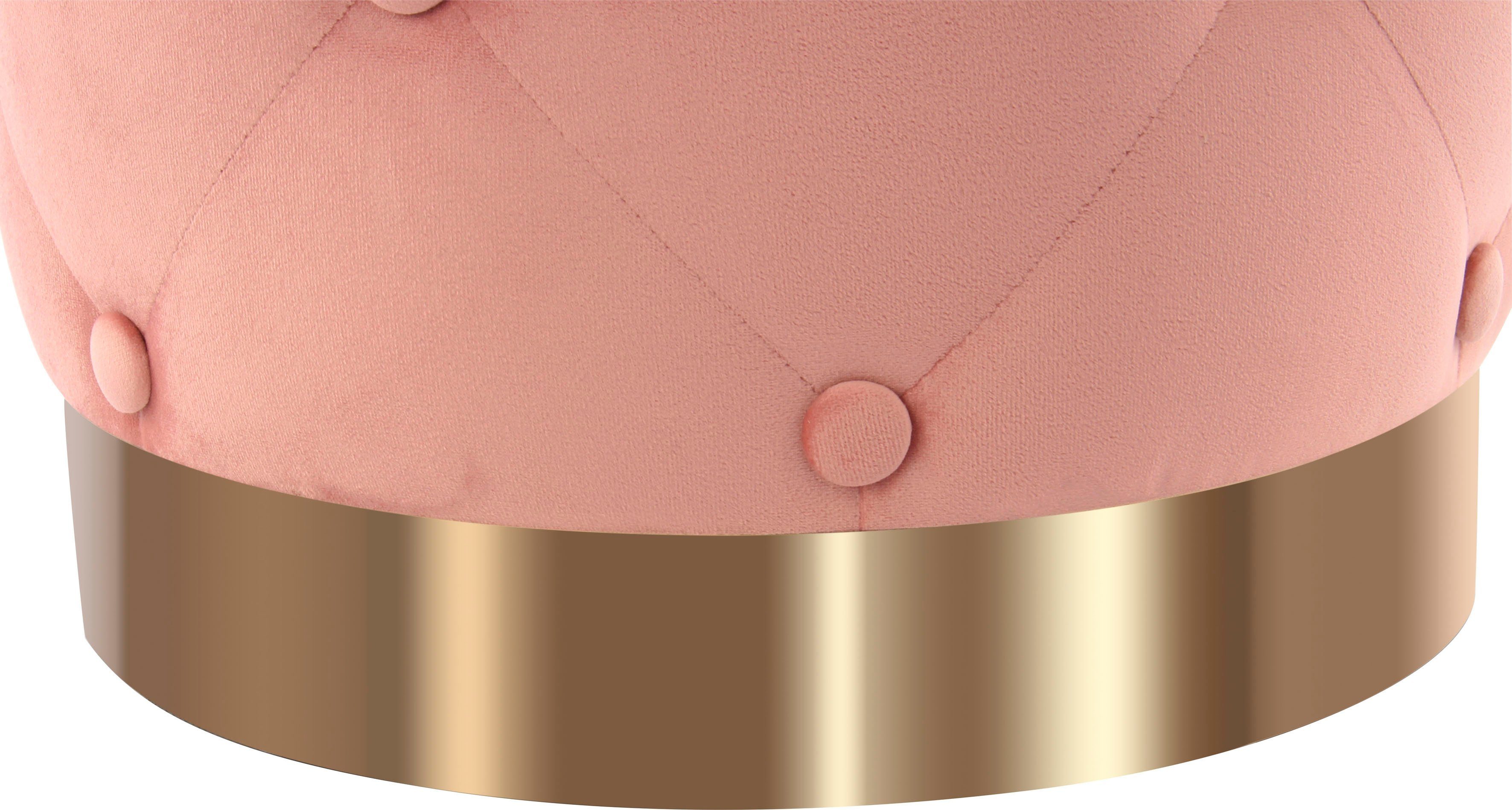 Kayoom Hocker Piano 225,Sitzhocker mit weichem Velvet-Bezug, edles Ambient (1 St), rund, glamourös, hochwertig, gesteppt, mit eingelassenen Dekoknöpfen