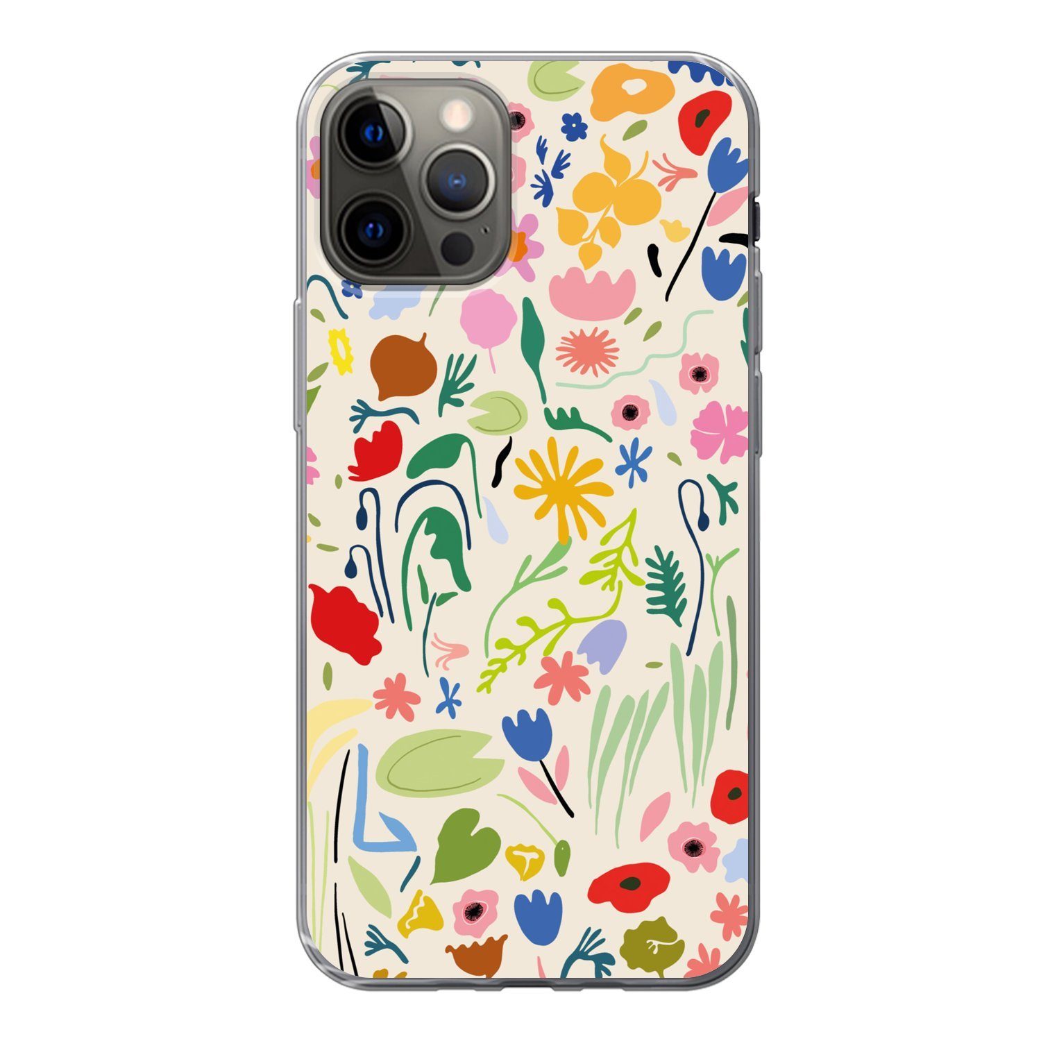 MuchoWow Handyhülle für Apple iPhone 13 Pro Blumen - Muster - Pflanzen, Smartphone-Bumper, Print, Handy Schutzhülle Dünn