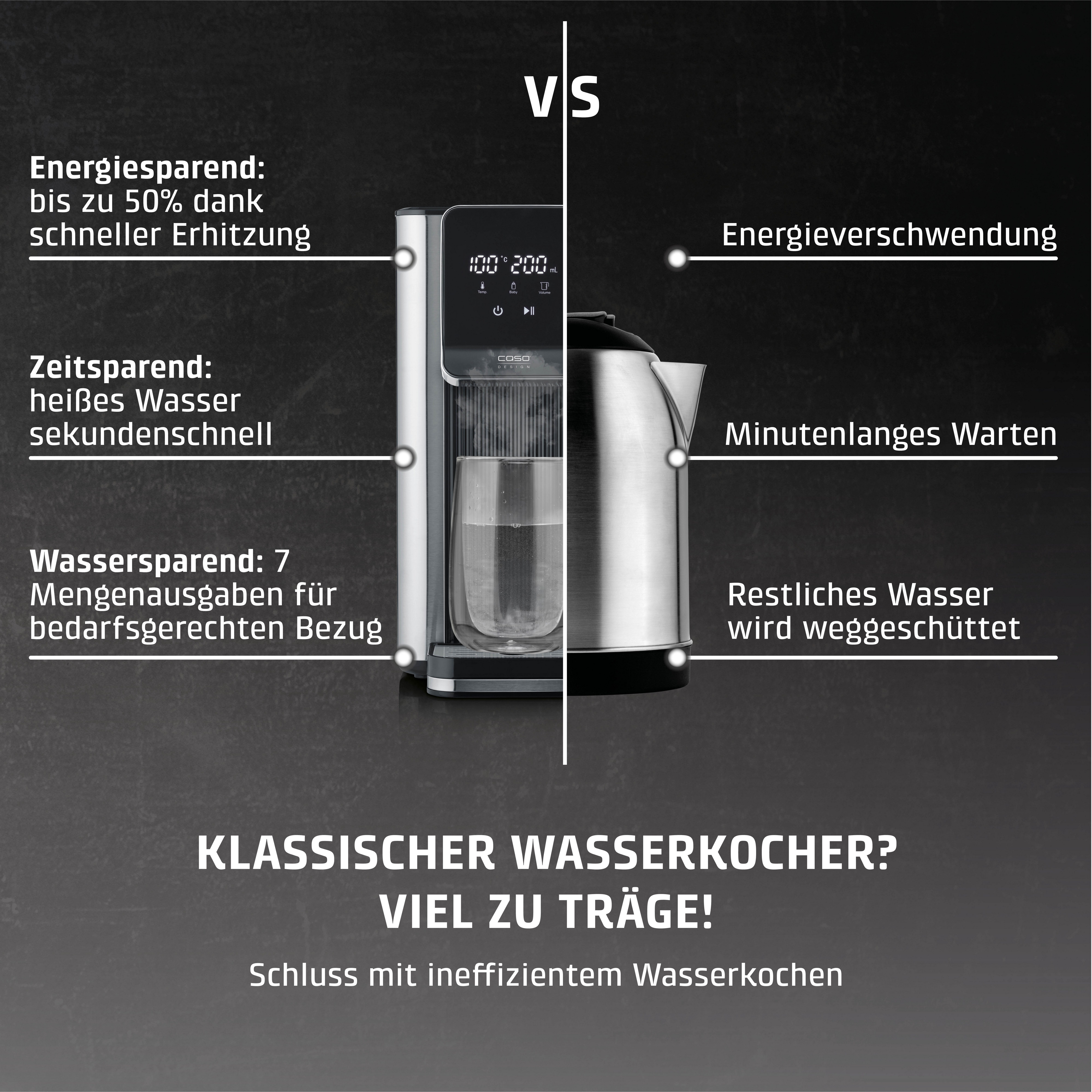 Caso Heißwasserspender HW 666 Inox, 2600 W, Edelstahl Design, 7 Mengenausgaben und Temperatureinstellungen – Bild 5 von 5