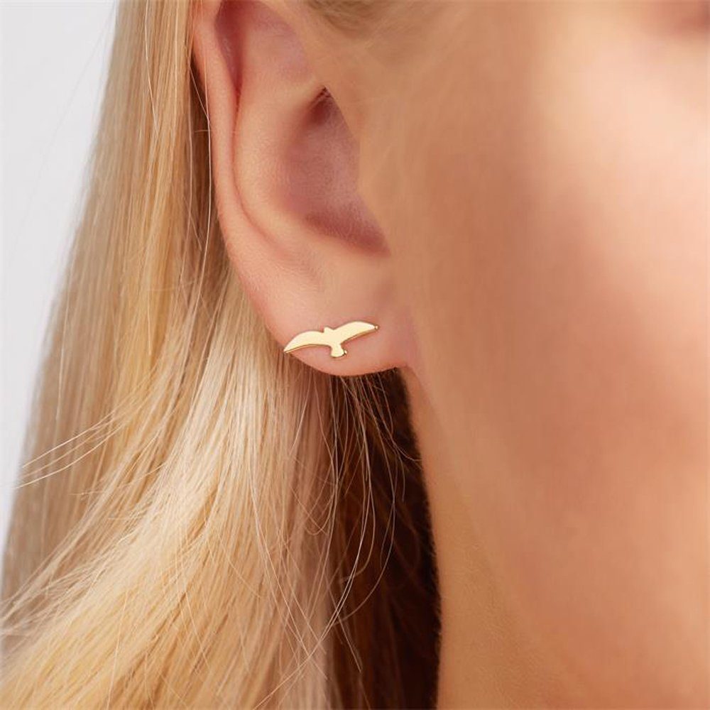 lanii Paar Ohrstecker Filigran in Gold mit Vogelmotiv LSE0010 – Bild 2 von 3