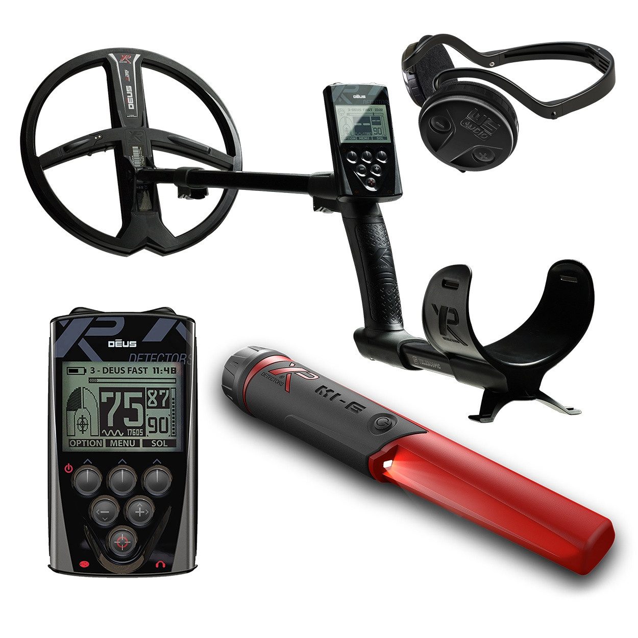 XP Metal Detectors Metalldetektor DEUS X35 28 RC + WSA Kopfhörer + MI6 Pinpointer, BOOST-Modus für mehr Tiefe