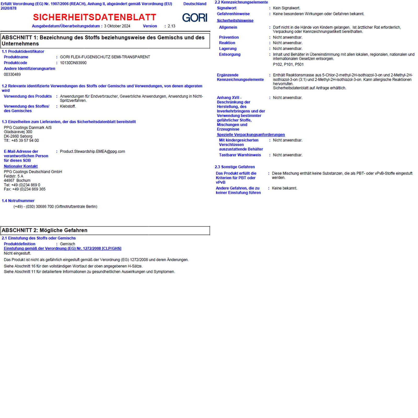 GORI Fugenfueller Flex-Fugenschutz - 0.32 Ltr (Semi-Transparent)